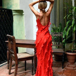 Charlotte Reid | Red Ruffle Maxi Dress For Women