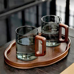 Elegant Glass Tea Mug with Walnut Handle | 400ML /13.5Oz Heat-Resistant Design for Versatile Enjoyment