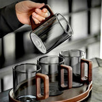Elegant Glass Tea Mug with Walnut Handle | 400ML /13.5Oz Heat-Resistant Design for Versatile Enjoyment