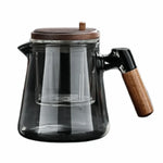 Elegant Glass Teapot with Infuser & Wooden Handle | 650 ML/22 OZ Heat Resistant Design for Effortless Brewing