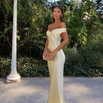 Charlotte Reid | Satin Off-Shoulder Maxi Dress For Women