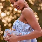 Freesia Embroidered Hard Case Clutch