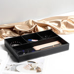 Faux Leather Storage Tray with 5 Compartments | Stylish Organizer for Home and Office
