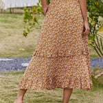 Floral Elastic High Waist Pleated Ruffle Skirt - Zeagoo (Us Only)