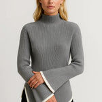 Aureole | Flared-Sleeve Turtleneck Knit Sweater