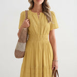 Chloe Evans | Tiered Flutter-Sleeve Maxi Dress For Women