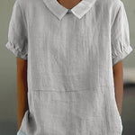 Short-sleeved Cotton Collared Shirt