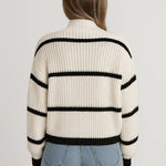 Devina | Ribbed Stripe Stand-Neck Sweater