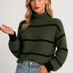 Devina | Ribbed Stripe Stand-Neck Sweater