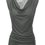 Ruched Cowl Neck Tank Tops - Zeagoo (Us Only)