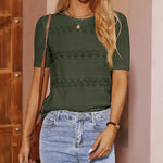 Zeagoo Women Short Sleeve Knit Openwork Pullover