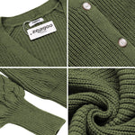 Lantern Sleeve Button Down Cable Knit Sweate - Zeagoo (Us Only)