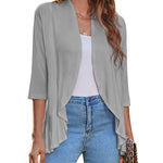 Zeagoo Women's 3/4 Sleeve Draped Ruffles Cardigan