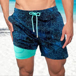 Quick-Dry Swim Shorts with Inner Compression for Men