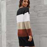 Zeagoo Women's Color Block Round Neck Knitted Dress