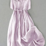 Isla Midi Dress - Elegant Cotton-Linen Comfort for Women