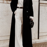 Woolen Solid Long Sleeve Maxi Coat