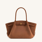 Hana Medium Faux Suede Tote Bag - Brown
