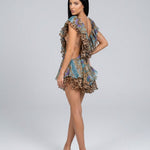 Charlotte Hennessy | Leopard Print Cut-Out Frill Mini Dress For Women