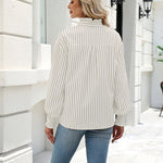 Vintage Loose Striped Puff Long Sleeve Blouse (US Only)