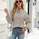 Vintage Loose Striped Puff Long Sleeve Blouse (US Only)