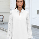 Zeagoo Women's Button Blouse Elegant Casual Tunic Shirt Embroidery Long Sleeve Collared Loose Tops (US Only))
