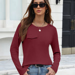 Zeagoo Ribbed Knit Long Sleeve Crew Neck Tees (US Only)