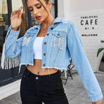 Long Sleeve Crop Denim Jacket - Zeagoo (Us Only)