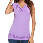 Ruched Cowl Neck Tank Tops - Zeagoo (Us Only)