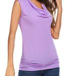 Ruched Cowl Neck Tank Tops - Zeagoo (Us Only)