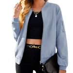 Faux Bomber Zip Up Lightweight Jacket Coat with Pockets - Zeagoo (Us Only)