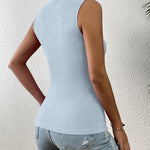 Zeagoo High Neck Tank Top Casual Ribbed Knit Shirts