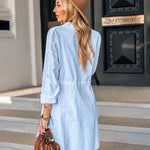 Linen Tunic Dress Shirts Boho Coverup Dresses with Belt - Zeagoo (Us Only)