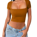Zeagoo Short Sleeve Square Neck T Shirt