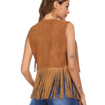 Zeagoo Fringe Vest 70s Cowgirl Costume Faux Suede Rave