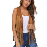 Zeagoo Fringe Vest 70s Cowgirl Costume Faux Suede Rave