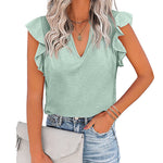 Zeagoo Women's Casual Print Ruffle Sleeve Summer Tops