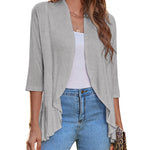 Zeagoo Women's 3/4 Sleeve Draped Ruffles Cardigan
