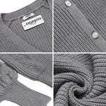 Lantern Sleeve Button Down Cable Knit Sweate - Zeagoo (Us Only)