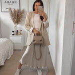 Satin Zipper Elegant Work Skirts - Zeagoo (US Only)