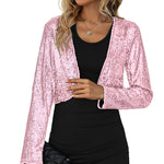Sequin Shrug Glitter Bolero Jackets with Sparkly Blazer Long Sleeve Cropped Cardigan - Zeagoo (Us Only)