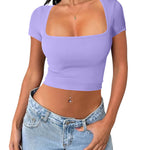 Zeagoo Short Sleeve Square Neck T Shirt