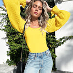 Puff Long Sleeve Bodysuit Leotard Sheer Top - Zeagoo (Us Only)