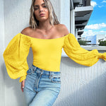 Puff Long Sleeve Bodysuit Leotard Sheer Top - Zeagoo (Us Only)