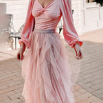 Puff Sleeve Twist Knot Front Tops Bodysuit - Zeagoo (Us Only)