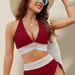 Two-piece V-neck Drawstring Bikini Swimsuit Set
