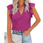 Zeagoo Women's Casual Print Ruffle Sleeve Summer Tops