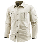 Men's 100% Cotton Long Sleeve Button Down Shirt | Classic Vintage Cargo Style
