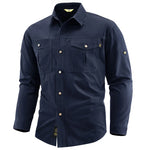 Men's 100% Cotton Long Sleeve Button Down Shirt | Classic Vintage Cargo Style