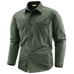 Men's 100% Cotton Long Sleeve Button Down Shirt | Classic Vintage Cargo Style